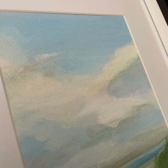 Framed original PAINTING ON CANVAS clouds landscape scenery grass *NOT A PRINT - Picture 3 of 4